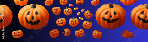 Candies in the shape of pumpkins for Halloween, created with Generative AI technology. photo