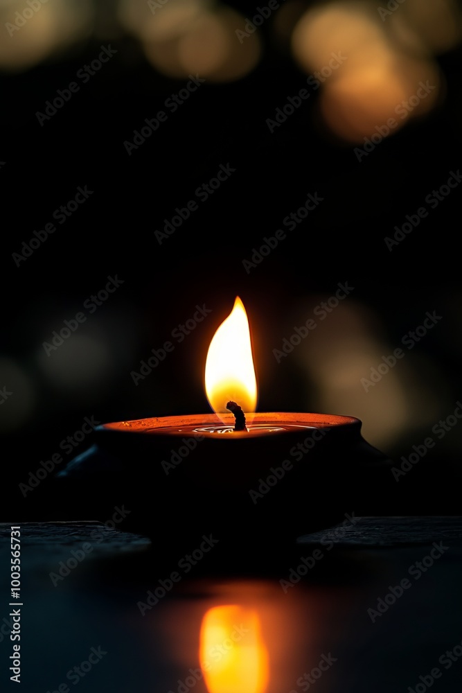 Close-up of a single candle flame glowing in the dark, creating a peaceful and serene atmosphere with a soft bokeh background. Close-up of a single candle flame glowing in the dark, creating a peaceful and serene atmosphere with a soft bokeh background.