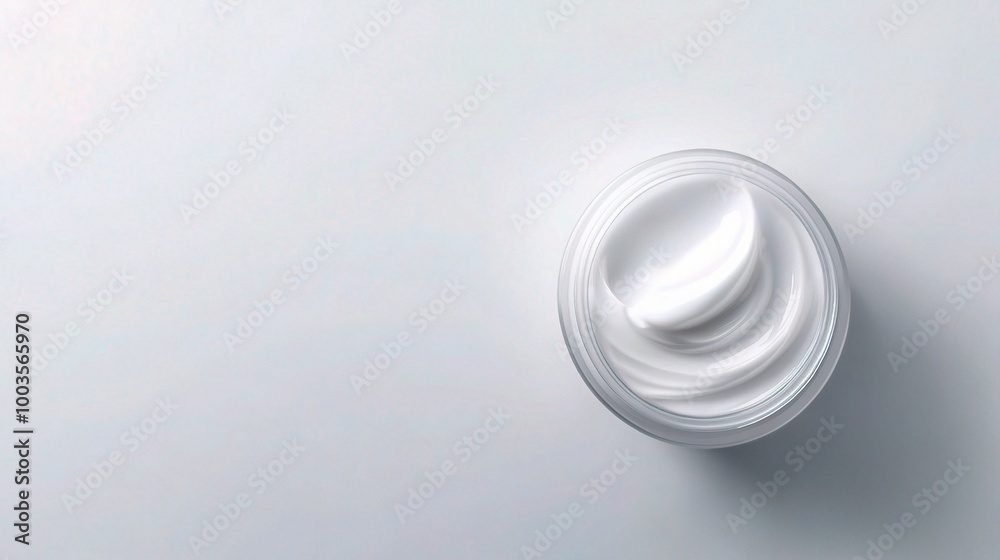 Creamy Texture in Open Jar on Light Background Creamy Texture in Open Jar on Light Background