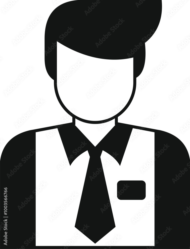 Simple vector icon of a businessman wearing a tie and a badge, perfect for websites and apps Simple vector icon of a businessman wearing a tie and a badge, perfect for websites and apps