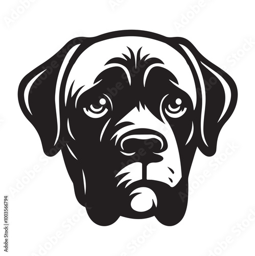 Cane Corso Dog Face Clipart Design - Dog Face Logo - Cane Corso Vector illustration in black and white
