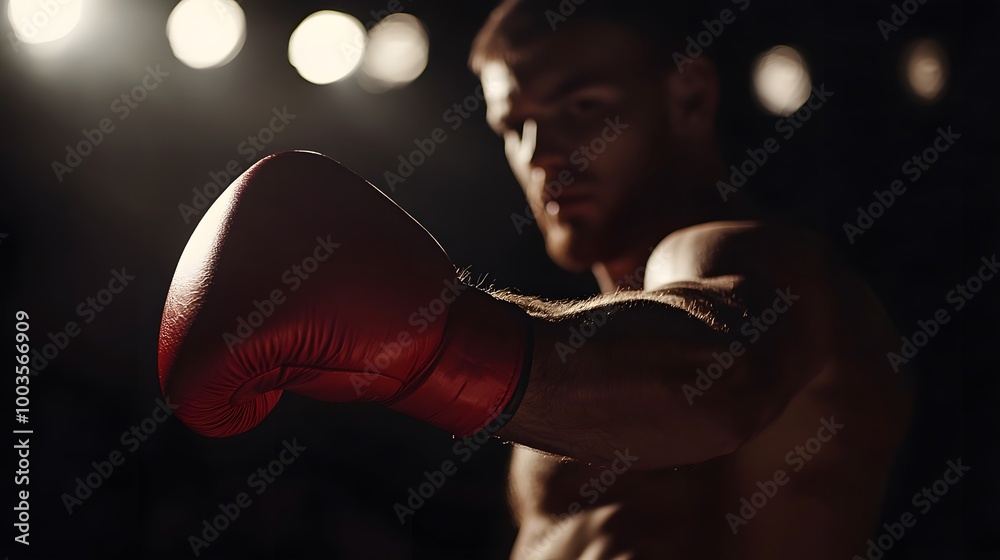 Power and Precision: Boxer Throwing a Strong Punch Power and Precision: Boxer Throwing a Strong Punch