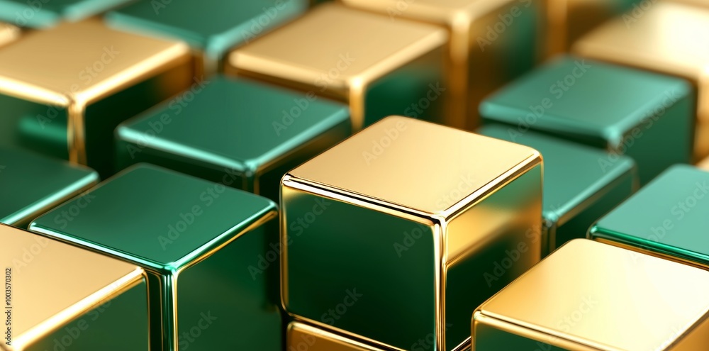 Obraz premium An abstract 3D background with glowing geometric shapes.