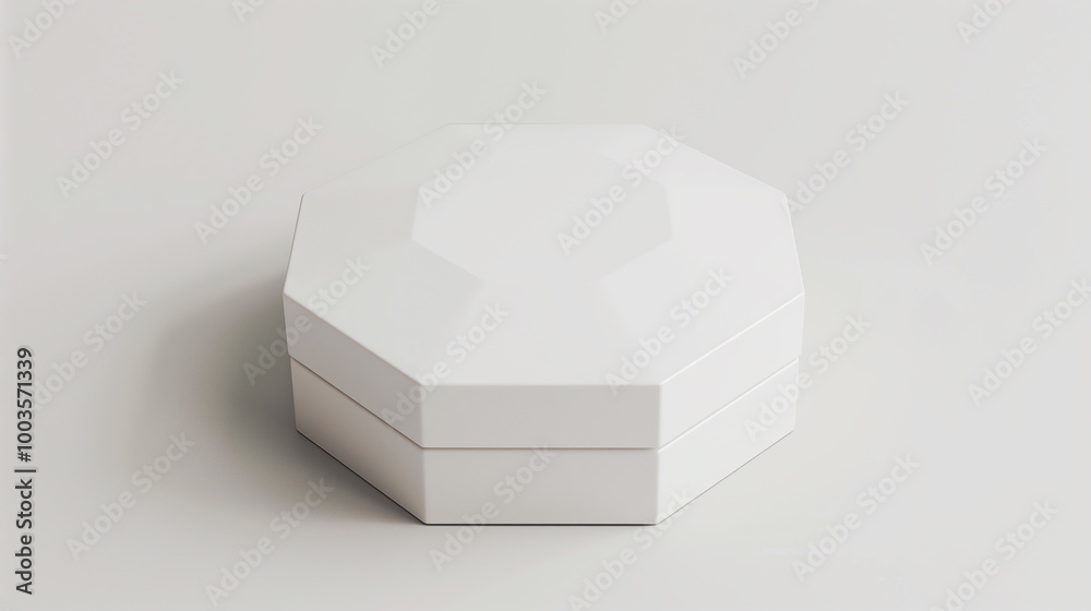 Fototapeta premium packaging box mockup, a hexagonal white box for mockup or branding