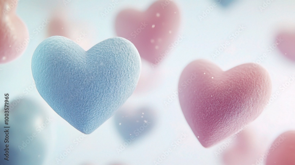 Fototapeta premium Soft Hearts in Shades of Pink and Blue