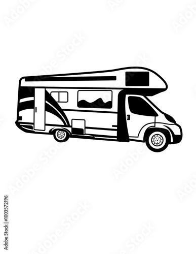 Camping Van | Camping | Traveller | Outdoor Caravan | Camper Life | Motorhomes | Moving House | Camper Dad | Original Illustration | Vector and Clipart | Cutfile and Stencil