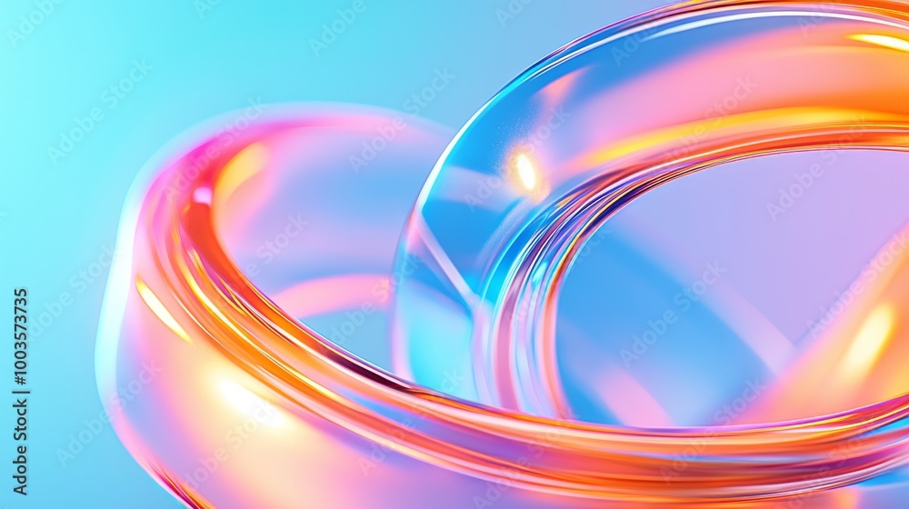Stunning abstract blue glass wallpaper with multicolored curved objects, a creative and contemporary concept Stunning abstract blue glass wallpaper with multicolored curved objects, a creative and contemporary concept
