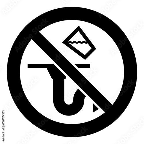 ISO prohibition safety signs symbol and pictogram only_do not pour liquids down_black and white edition	
