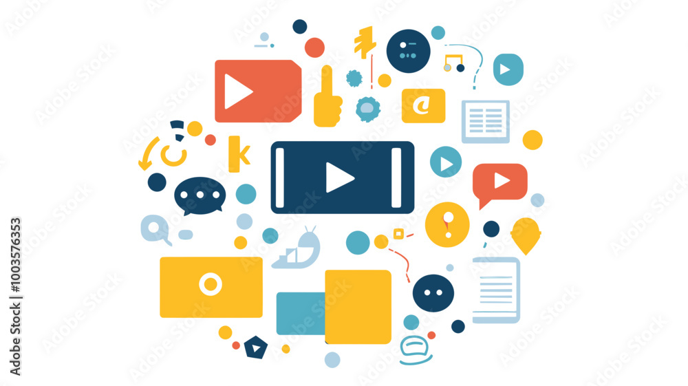 Modern Microblogging Flat Design Vector with Social Media and Communication Icons Modern Microblogging Flat Design Vector with Social Media and Communication Icons