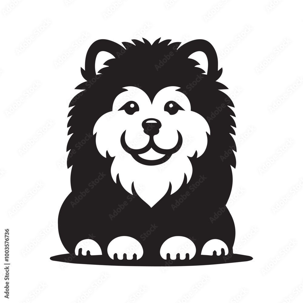 Chow Chow Dog Face Clipart Design - Dog Face Logo - Chow Chow Vector illustration in black and white Chow Chow Dog Face Clipart Design - Dog Face Logo - Chow Chow Vector illustration in black and white