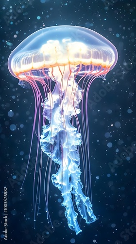 Bioluminescent Jellyfish Underwater