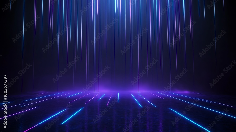 Abstract neon lights cascading in vibrant colors, creating a dynamic background for creative projects.