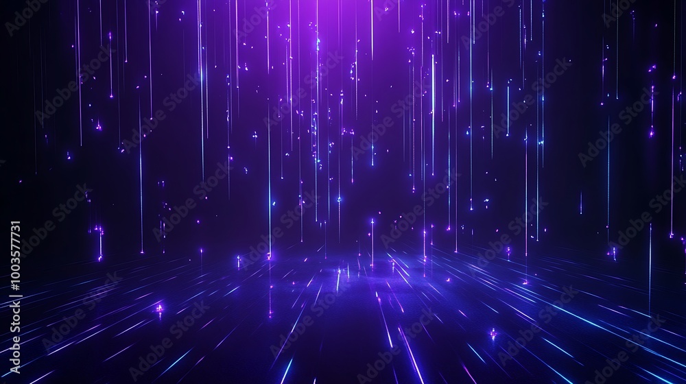 Abstract purple light rays on a dark background, creating a futuristic and digital atmosphere. Abstract purple light rays on a dark background, creating a futuristic and digital atmosphere.