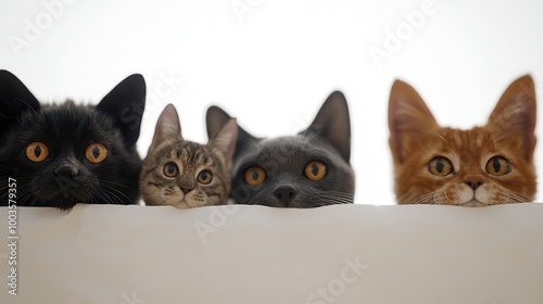 Cats and Dogs Peeking Over White Web Banner 8k photo