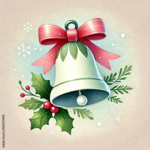 christmas bells with red ribbon