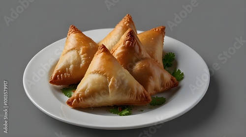 Plate of Samosas Isolated.generative.ai 