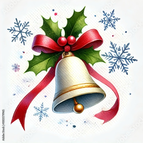 christmas bells with red ribbon