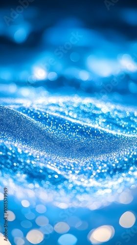 Blue Glitter Bokeh Background