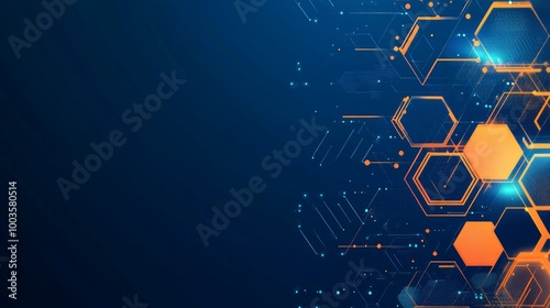 Abstract geometric dark blue and orange square theme overlap background for graphic design