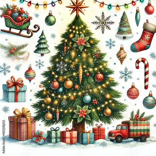 christmas tree with gifts