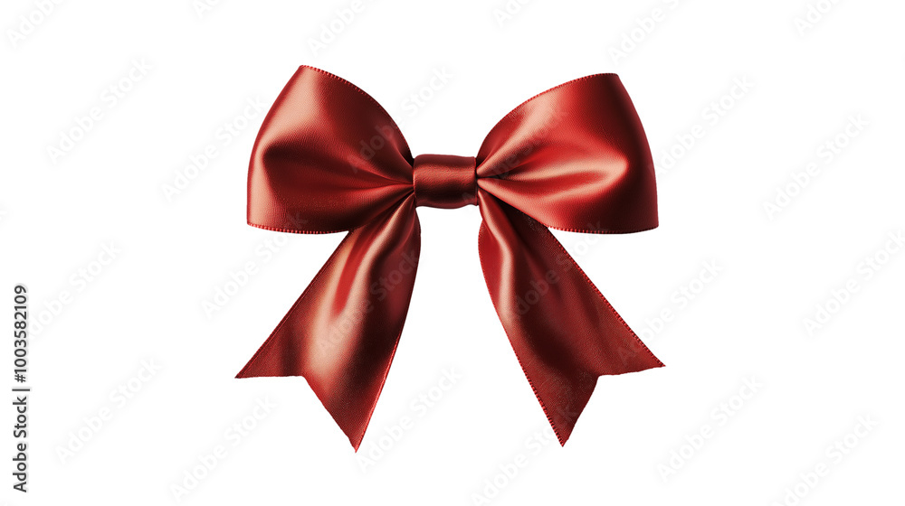 A red ribbon bow is shown on a white background