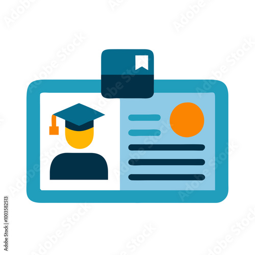 Student ID card with graduation cap icon in bright colors and modern desig
