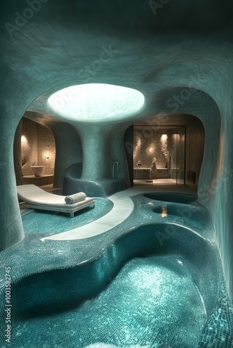Spa environment transformed with imaginative and surreal touches.