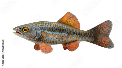 Arctic Grayling chromolithograph on a white background