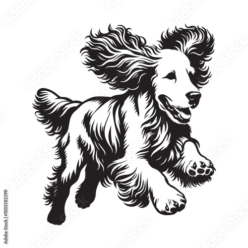 Clumber Spaniel Dog Clipart Design - Clumber Spaniel Vector illustration in black and white
