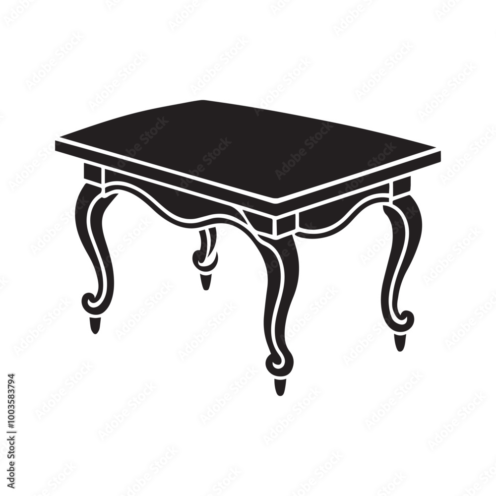 Table silhouette vector illustration isolated on white background.