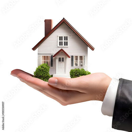 hand holding house transparent background