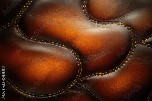  A close-up of the stitching on leather shoes, showcasing its texture and craftsmanship. Created with Ai