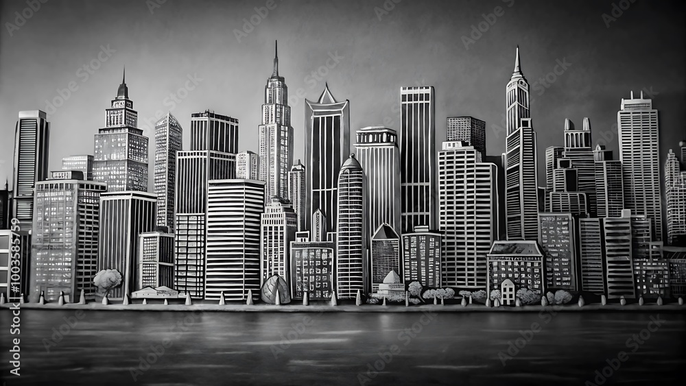 Fototapeta premium City skyline drawing trend