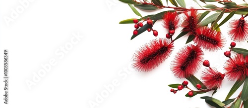 Red Bottlebrush Flowers on a White Background photo