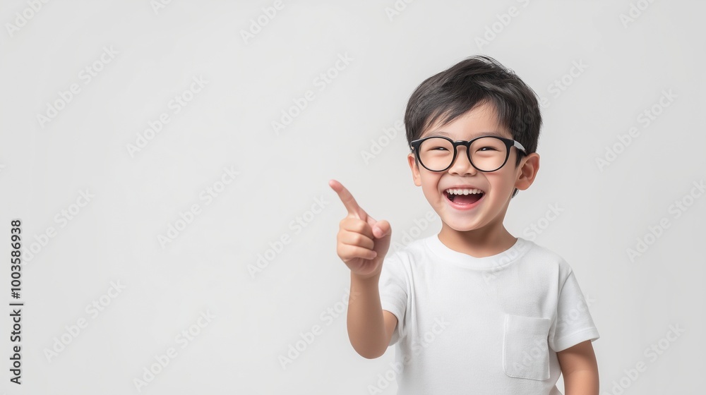 Asian boy pointing hand Asian boy pointing hand