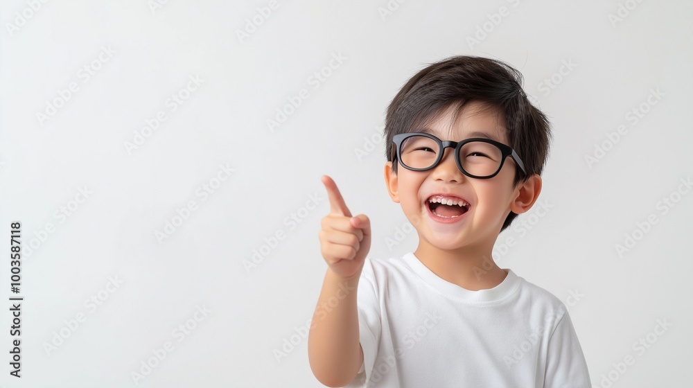 Asian boy pointing hand Asian boy pointing hand