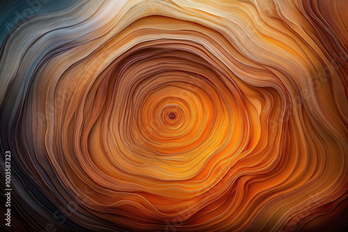 Abstract background, fluid lines, gradient colors, orange and blue, dark brown background. Created with Ai