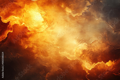 Abstract background of orange and brown, glowing cracks in the air with light effects. Created with Ai