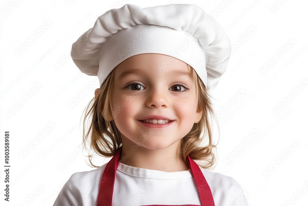 Smiling child chef, white isolate background Smiling child chef, white isolate background