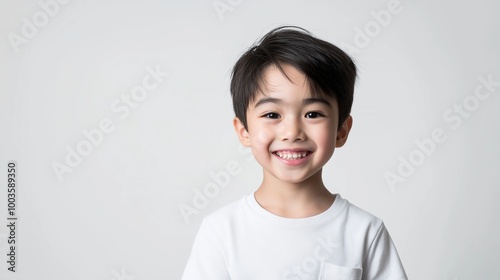 Asian boy on isolated white background