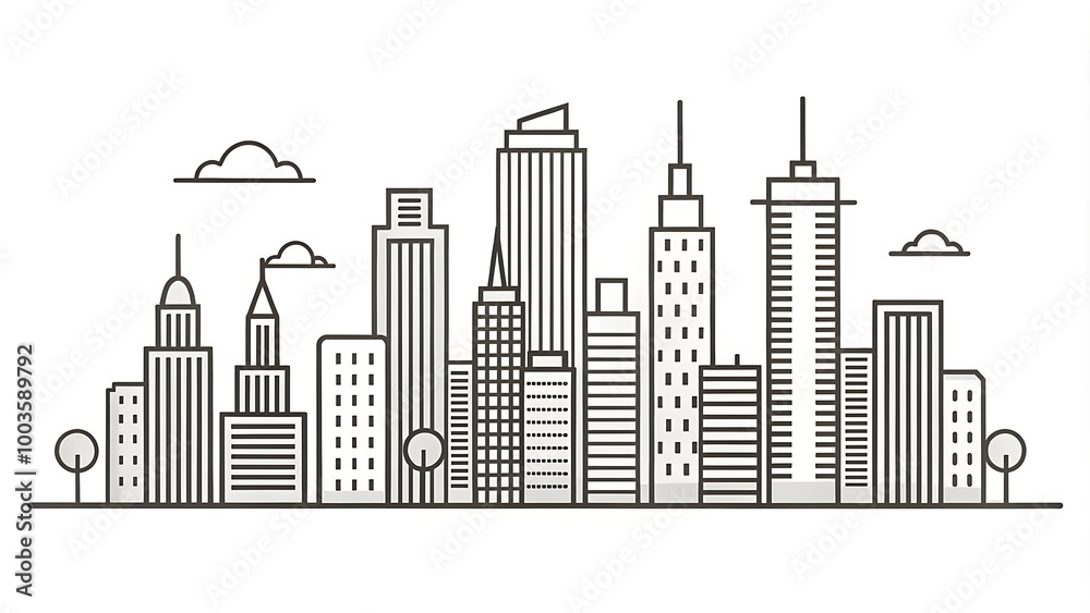 Obraz premium City skyline drawing trend