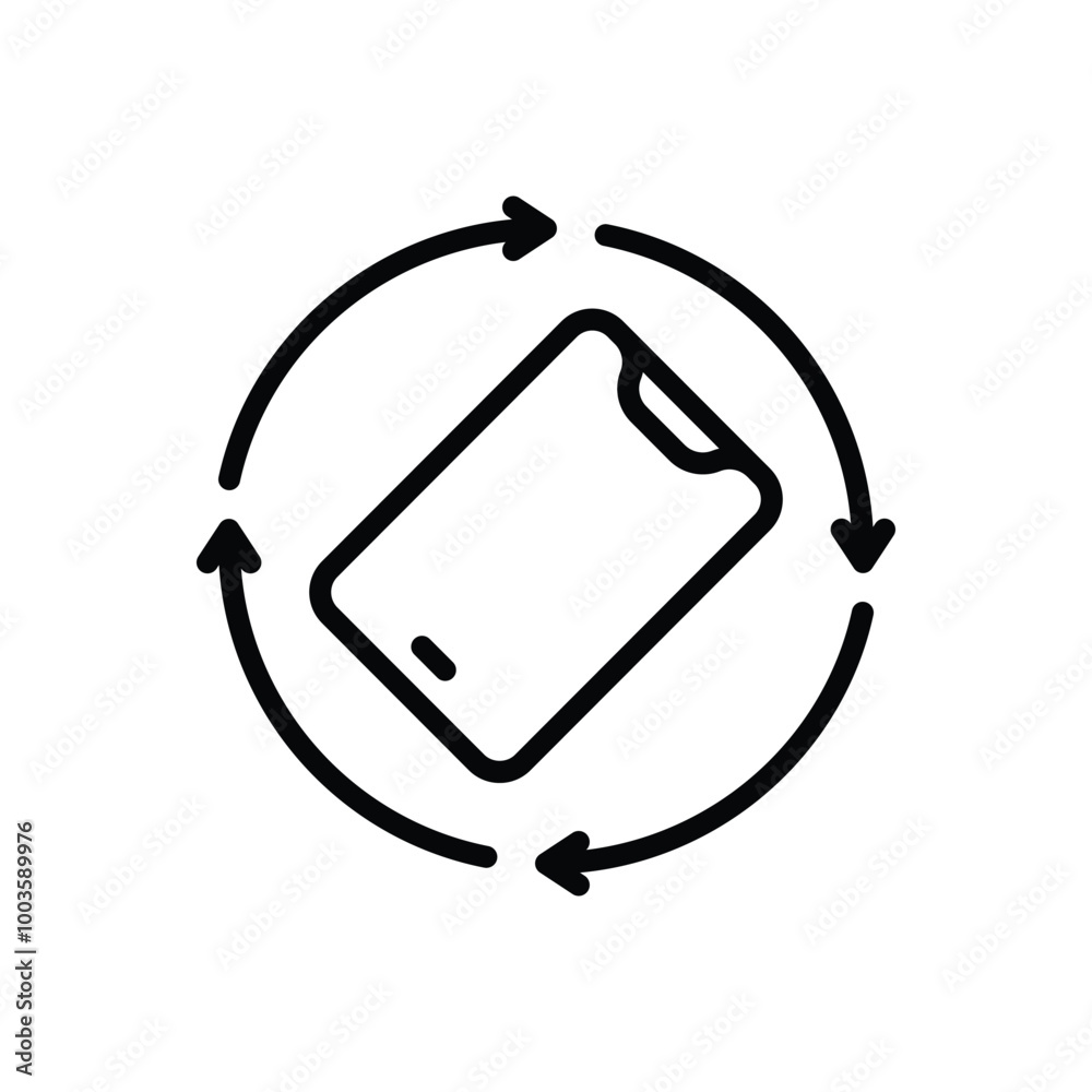 Black line icon for rotation Black line icon for rotation