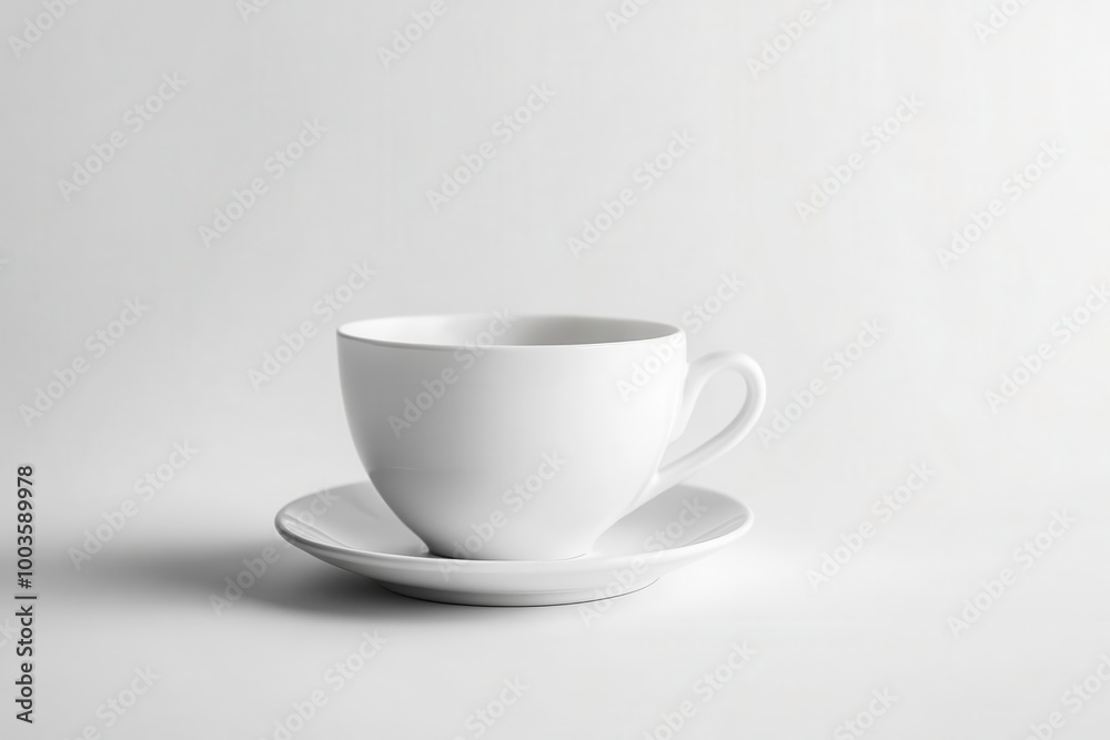 White coffee cup and saucer on a plain background. White coffee cup and saucer on a plain background.