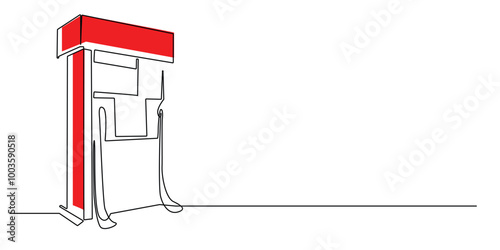one continuous line drawing of petrol station.single line gas station icon.one line vector illustration.isolated white background