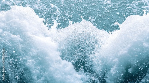 Dynamic Close-Up of Powerful Ocean Waves Crashing and Splashing with Turbulent White Foam