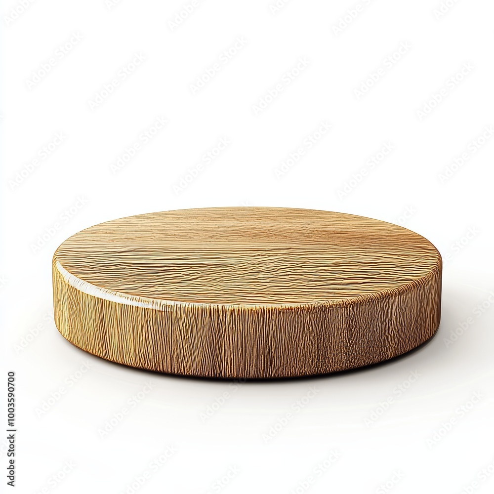 Wooden round podium on the white background. 3d render. Wooden round podium on the white background. 3d render.