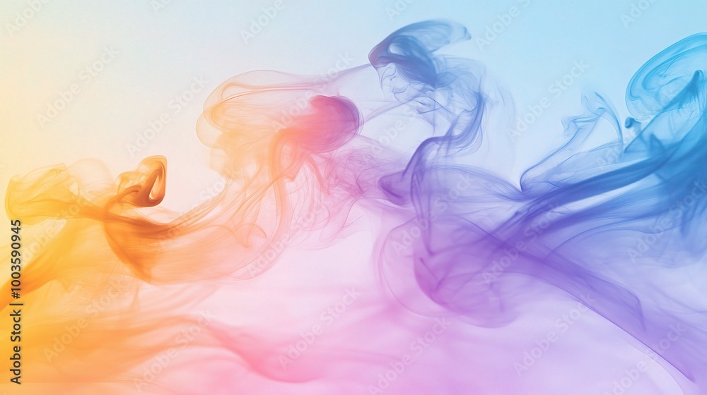 Colorful Smoke Swirls on a Soft Background Colorful Smoke Swirls on a Soft Background