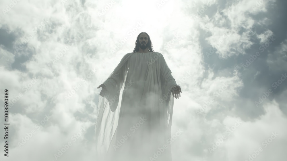 Ascendant Savior: Jesus Standing Firm in the Face of Storm, a Symbol of Strength and Hope Ascendant Savior: Jesus Standing Firm in the Face of Storm, a Symbol of Strength and Hope