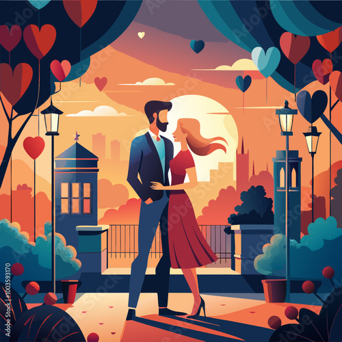 Romantic Couple Dancing Under Streetlights in a City - Love, Celebration, and Romance
