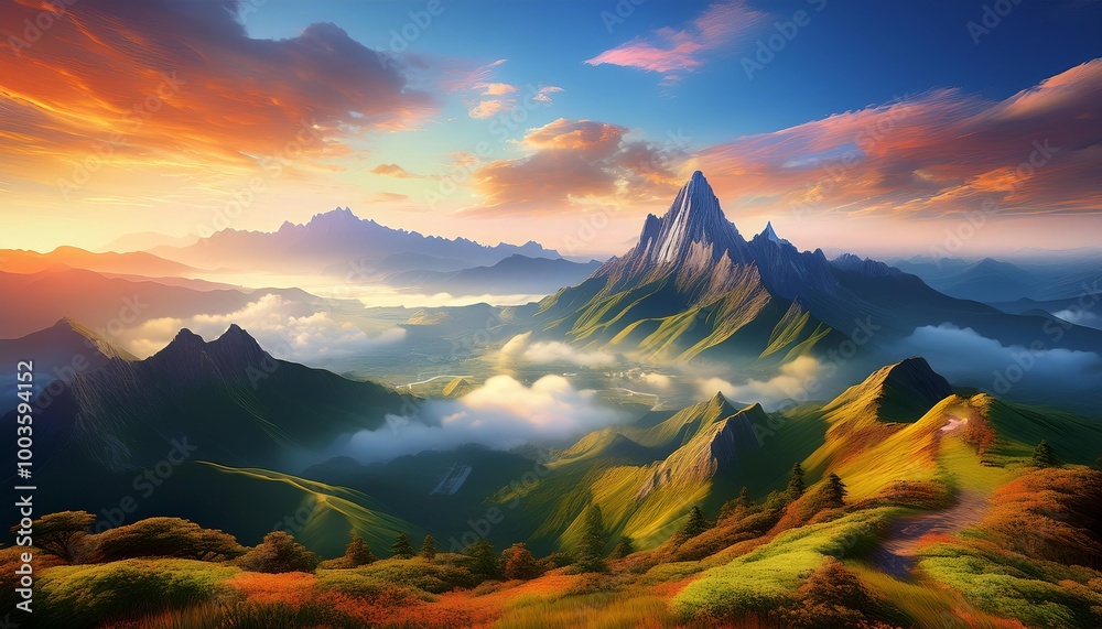 Obraz premium Stunning scenery of beautiful mist-covered mountains.